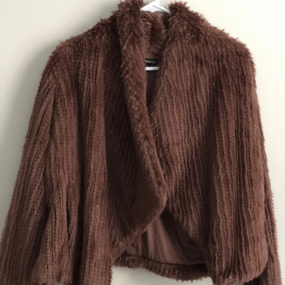 Express Mauve Faux Fur Jacket - Picture 2 of 2